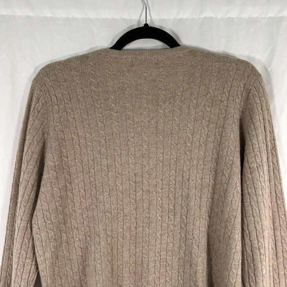 Anne Klein Cardigan Womens Medium Beige Wool Cashmere Small Cable Knit - Picture 7 of 10